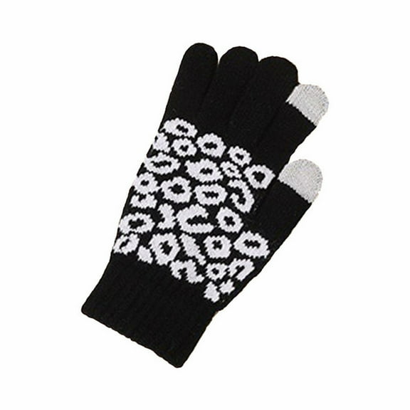 Otqutp Teen Girls Breathable Gloves Christmas Winter Touchscreen Gloves Texting Gloves Stretch Knitted Warm Gloves for Women Men Cold Weather(Black,One Size)