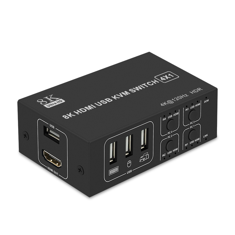 4 Ports Displayport KVM Switch 4K 60Hz 4 In 1 Out USB DP KVM Switch Box DP USB KVM Share Monitor Mouse Keyboard Printer Switcher