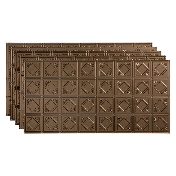 FASÄDE Traditional Style/Pattern 4 Decorative Vinyl 2ft x 4ft Glue Up Ceiling Panel in Argent Bronze (5 Pack)