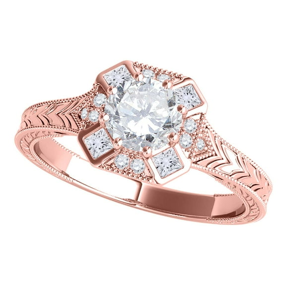 Mauli Jewels Engagement Rings for Women 0.75 Carat Round And Princess Diamond Engagement Ring 4 bezel14 Rose Gold