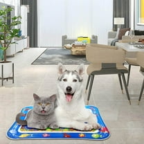 SHENGXINY 1PCS Cat Water Mats,Cat Cooling Pad,Water Sensor Play Mat for Cats with fish Print Blue 25.9x18.5in