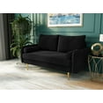 thumbnail image 2 of Koby Home's Collection Aspen Transitional Loveseat, Upholstered in Performance Velvet with Round Arms, Cushion Back, and Metal Legs, 2-Seater for Small Space, Charcoal Black Color, 2 of 4