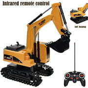 Embrancesun Remote Control Excavator 6 Channel Rechargeable RC Truck Construction Tractor Car Toys with Metal Shovel Lights Sounds~Toy Gift for Boys Girls Kids