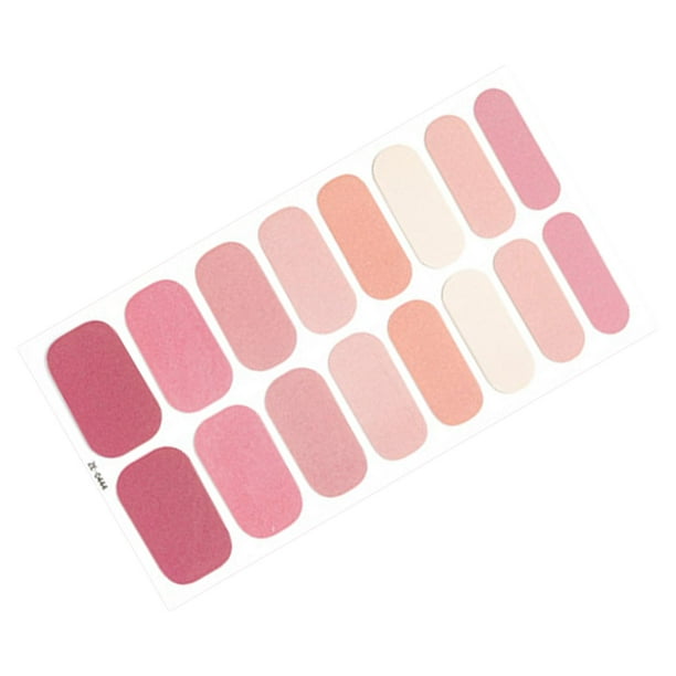 Paquete de 16 pegatinas de uñas de cobertura completa, parches de gel semicurado para uñas para niñas. Estilo F