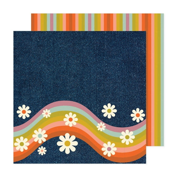 Jen Hadfield Groovy Darlin' Double-Sided Cardstock 12"X12"-Denim
