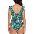 thumbnail image 5 of Disketp Lephants in the Jungle PrintWomen's Ruffled One Piece Swimsuit V Neck-Small, 5 of 8