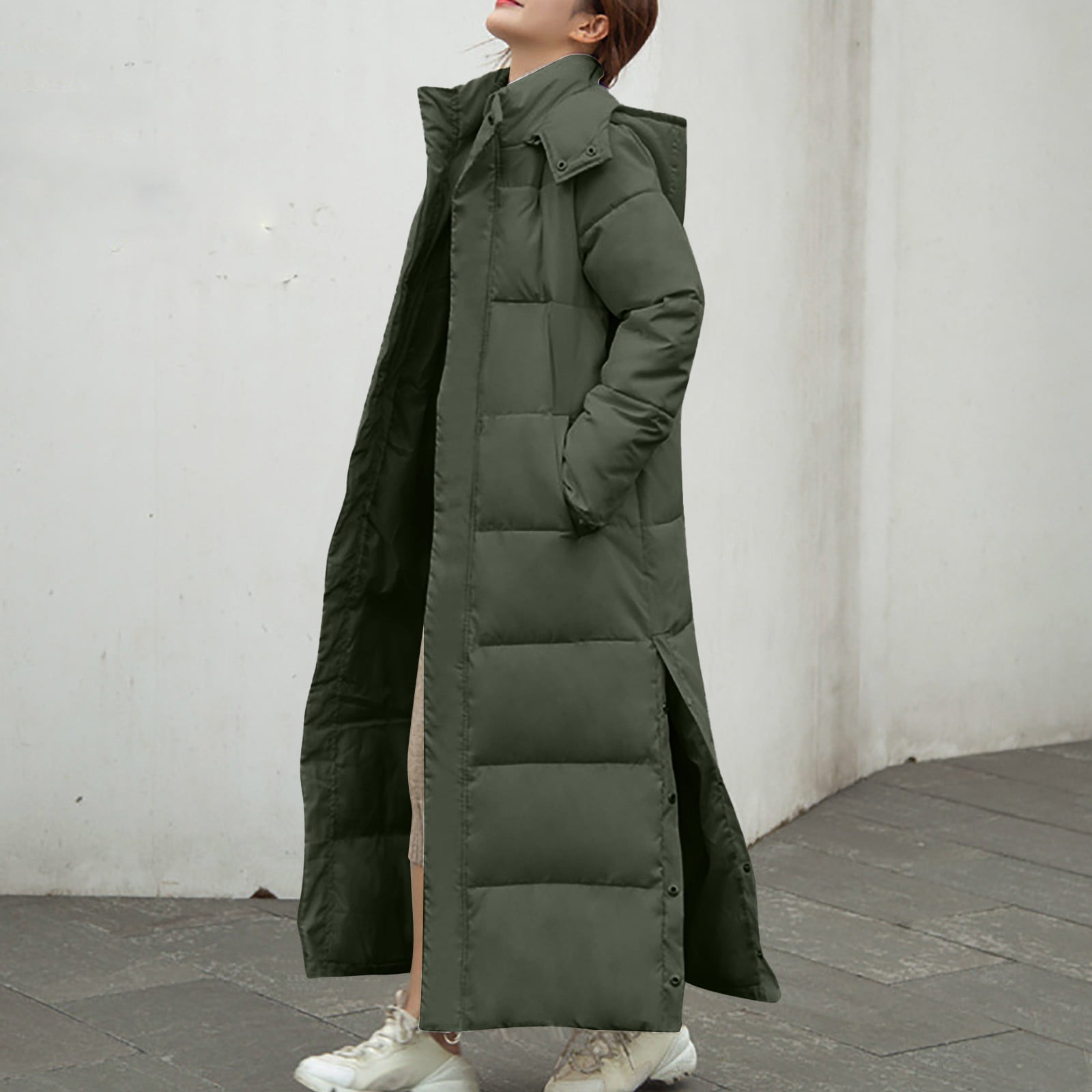 Green Long Wool Trench Coat with Hood 3212 Green Long Wool Trench Coat with Hood 3212