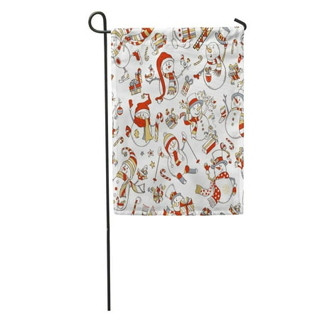 Skiing Snowman LADDKE Cute Snowmen Cartoon on Snowman is Singing Skating Skiing Garden Flag Decorative Flag House Banner 12x18 inch ()