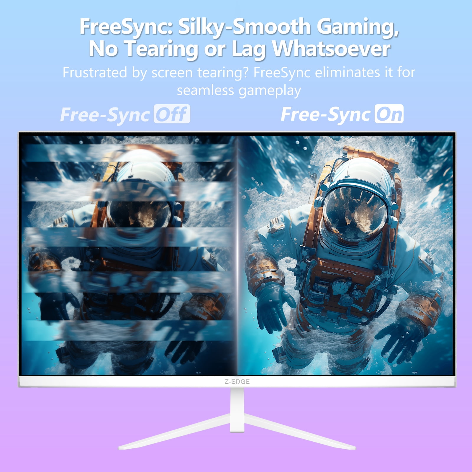 Z-EDGE 24 Inch 240Hz Gaming Monitor, FHD 1080P IPS Display, 1ms MPRT, AMD FreeSync, HDR Support, VESA Mount Compatible, White