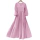 thumbnail image 3 of Mujeres Vestido Casual Suelto Y Casual Tres Cuartos de Mangas Cuello en V Vestido de Lino Mujeres, 3 of 7