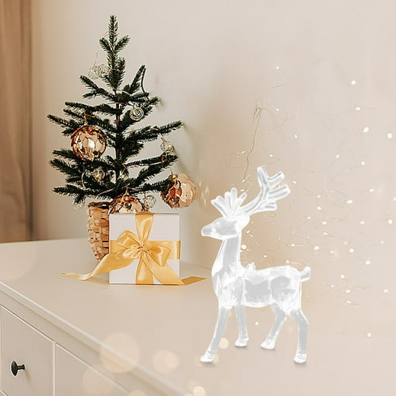 YIMWNYI Large Reindeer Ornament Desktop Decor, Christmas Decoration, Acrylic Crystal Pendant, Holiday Home Decor, Lifelike Hanging Reindeer Figurine, Festive Centerpiece