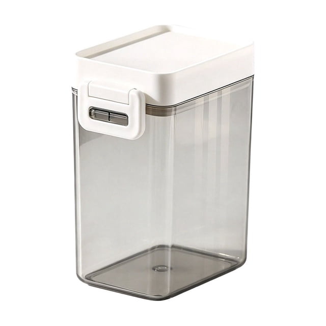 Airtight Cereal Container, Clear Plastic Food Storage Box, Easy Lock Sealed Container, Pantry Organizer Box for Snack, Pasta And Dry Food Classification Storage,Gray-600ml