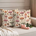 thumbnail image 2 of Mushroom Outdoor Waterproof Pillow Covers, Vintage Summer Botanical Pink Orange Decorative Square Throw Pillowcase Sofa Cushion Sham for Patio/Couch/Chair, 20"x20" 2 Pack, 2 of 8