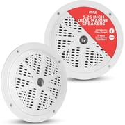 PYLE PLMR51W - 5.25 Inch Dual Marine Speakers - 2 Way Waterproof and Weather Resistant Outdoor Audio Stereo Sound System with 100 Watt Power, Polyprone Cone and Cloth Surround - 1 Pair -(White)
