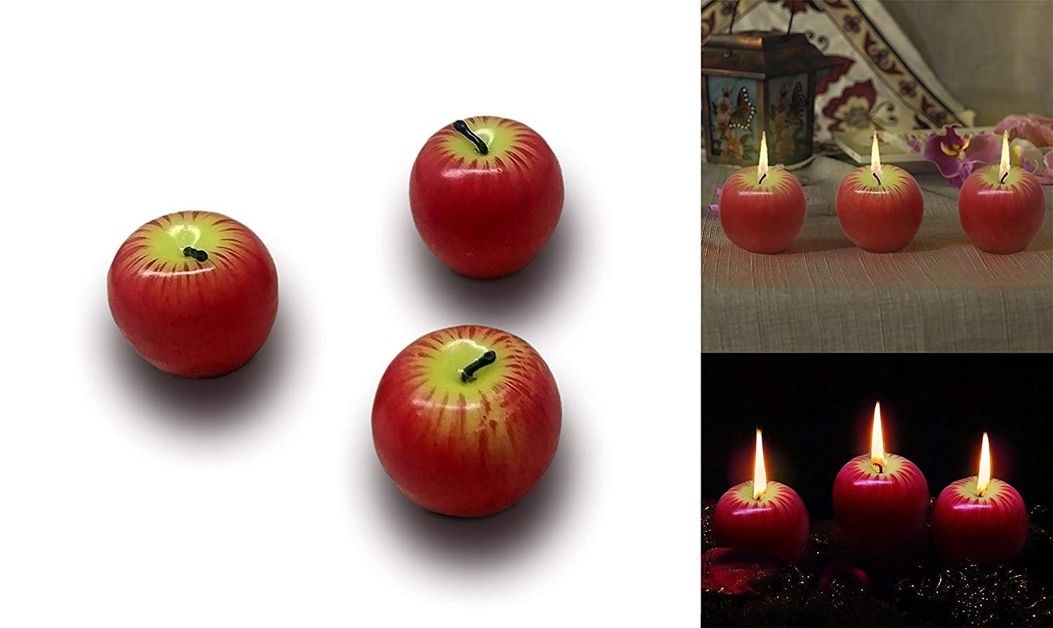 Fruit Shaped Candles, Set of 3, Party Decor & Gifts! (Red Apple