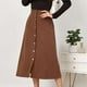 thumbnail image 3 of Falda de mujer Falda midi Cintura alta Falda de línea A con botón Falda básica retro vintage ANGGREK Otros, 3 of 8