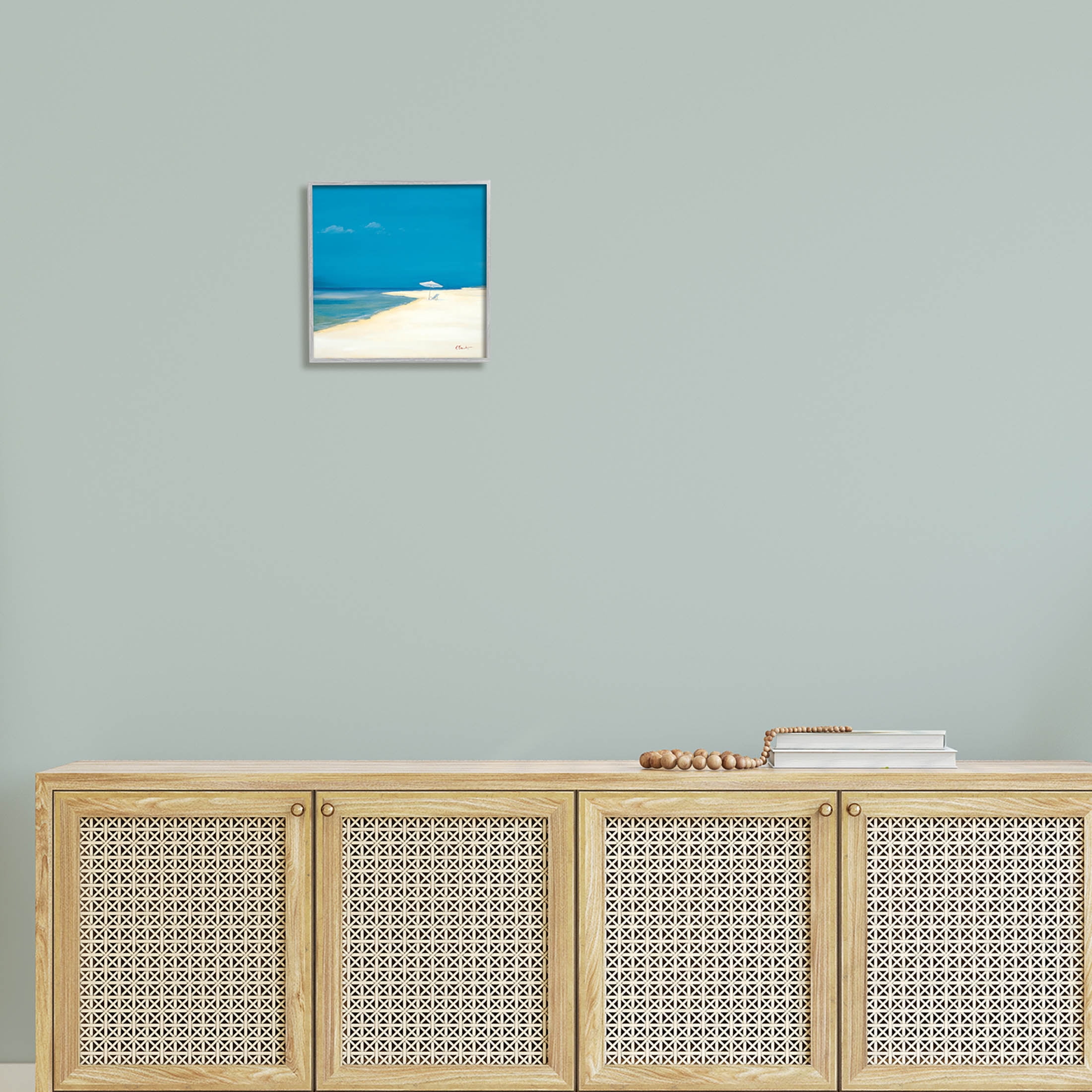 Stupell Industries Beach Shoreline Summer Landscape Painting Gray Framed Art Print Wall Art, Design by Paul Brent