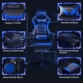 thumbnail image 4 of FULLWATT Video Gaming Chair Office Chair Ergonomic PC Computer Chair Reclining Racing Chair with High Back Swivel Executive Office Desk Chair with Extendable Footrest Adjustable Lumbar Pillow Blue, 4 of 15