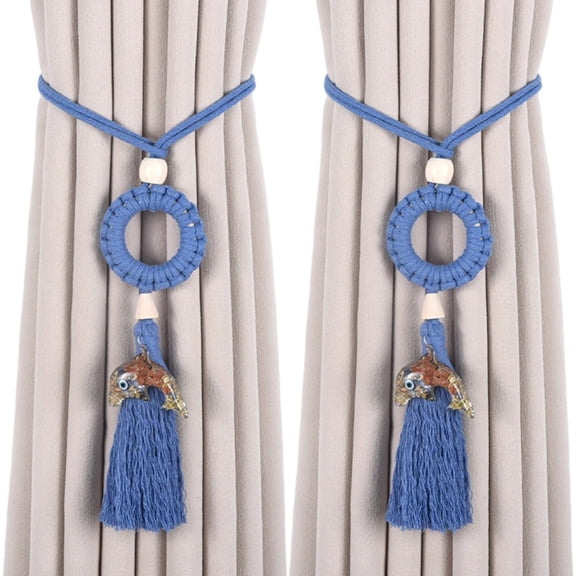 7829 Curtain Tiebacks Rope 2pcs,Decorative Curtain Holdbacks Hook for Home Outdoor Bedroom Decorative Curtain Holders