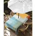 thumbnail image 3 of Outdoor Tablecloth with Umbrella Hole, Teal Yellow Waterproof Outdoor Table Cover, Orange Oil Painting Modern Abstract Geometric Patio Tablecloths for Party Picnic Camping, Rectangle 52"x70", 3 of 9