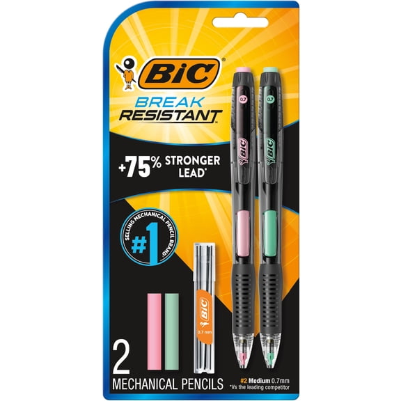 BIC Break-Resistant Mechanical Pencils, Medium Point (0.7mm), Black