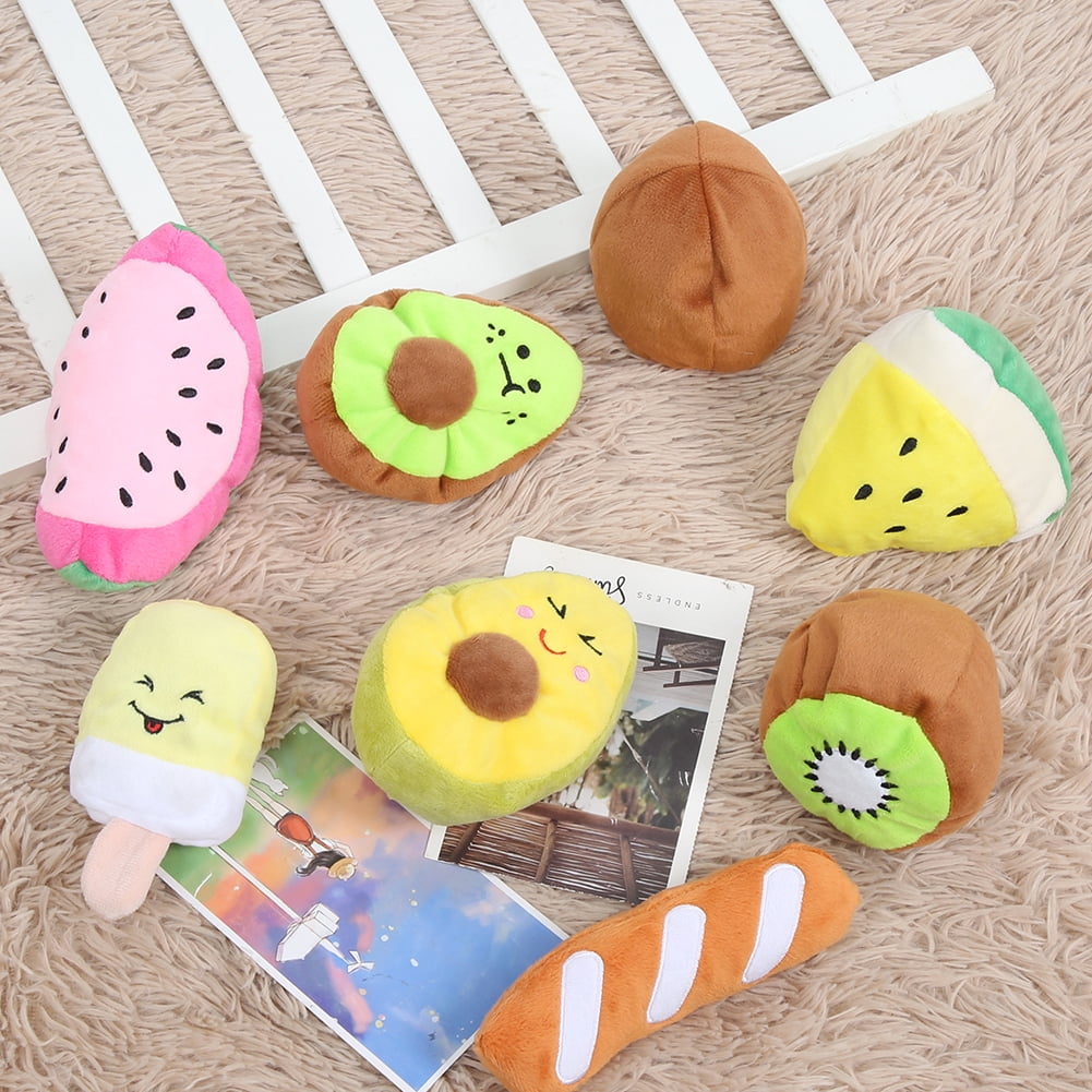 Dog Toys for Small Dog Squeaky Toys Puppy Toys 8 Pack Banana Dog Toy for Puppies Teething Cute Fruits Small Dog Toys Stuffed Plush Dog Toy Bundle Puppies Toys Pet Toys for Dogs