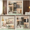 thumbnail image 2 of 96 Hanging Closet System with 2 Wooden Drawers, 75"–87" Height Adjustable Closet Organizer System with Tower, 4-8FT Custom Closet Shelving System, Wall-Mounted Walk-In Closets Wardrobe, Grey, 2 of 7
