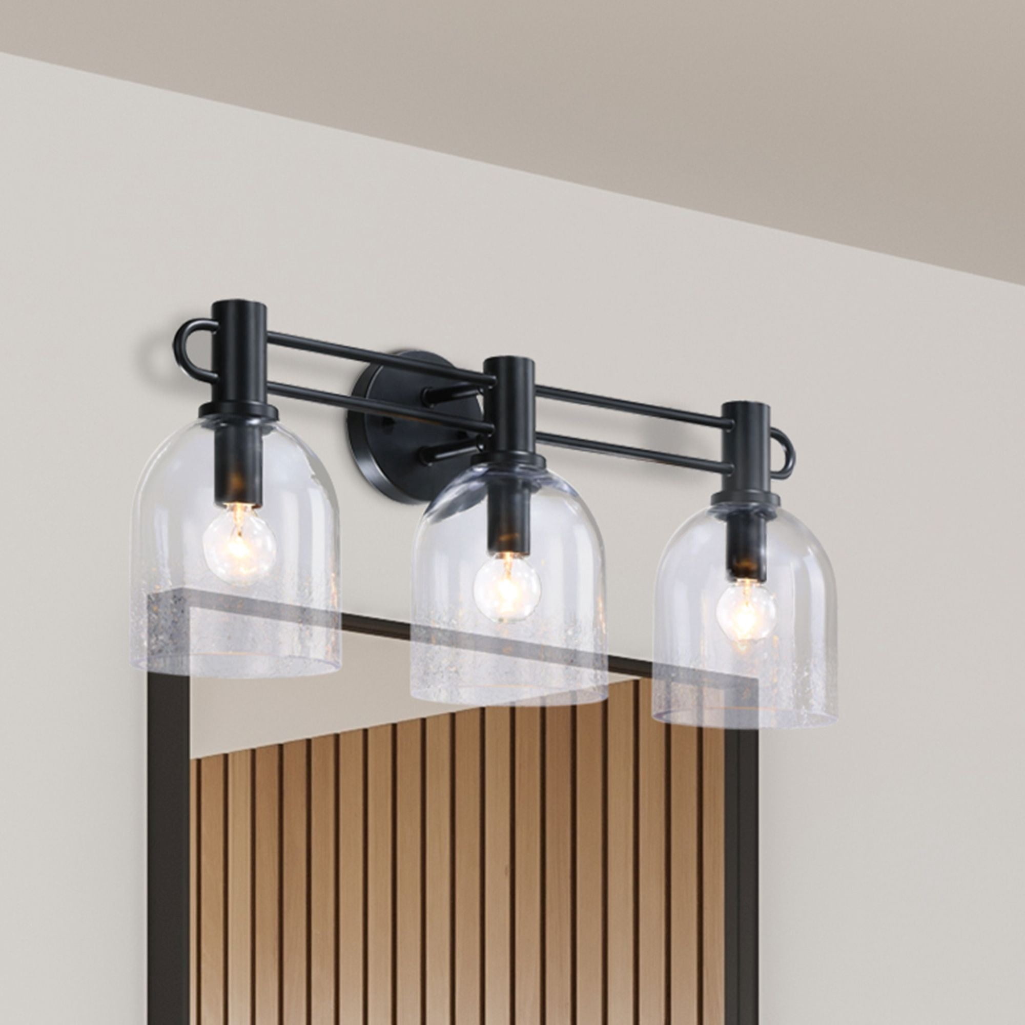 Astra 24 in. 3-Light Matte Black Vanity Wall Light for Bathrooms