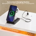 thumbnail image 4 of Pinmoco LED Nightstand with Charging Station, Modern End Side Table with Drawer and Open Storage for Bedroom, White, 4 of 10