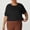 Black, variant on WXLWZYWL Plus Size Crop Tops for Women Short Sleeve Shirts Round Neck T Shirts Solid Color Lightwieght Tees