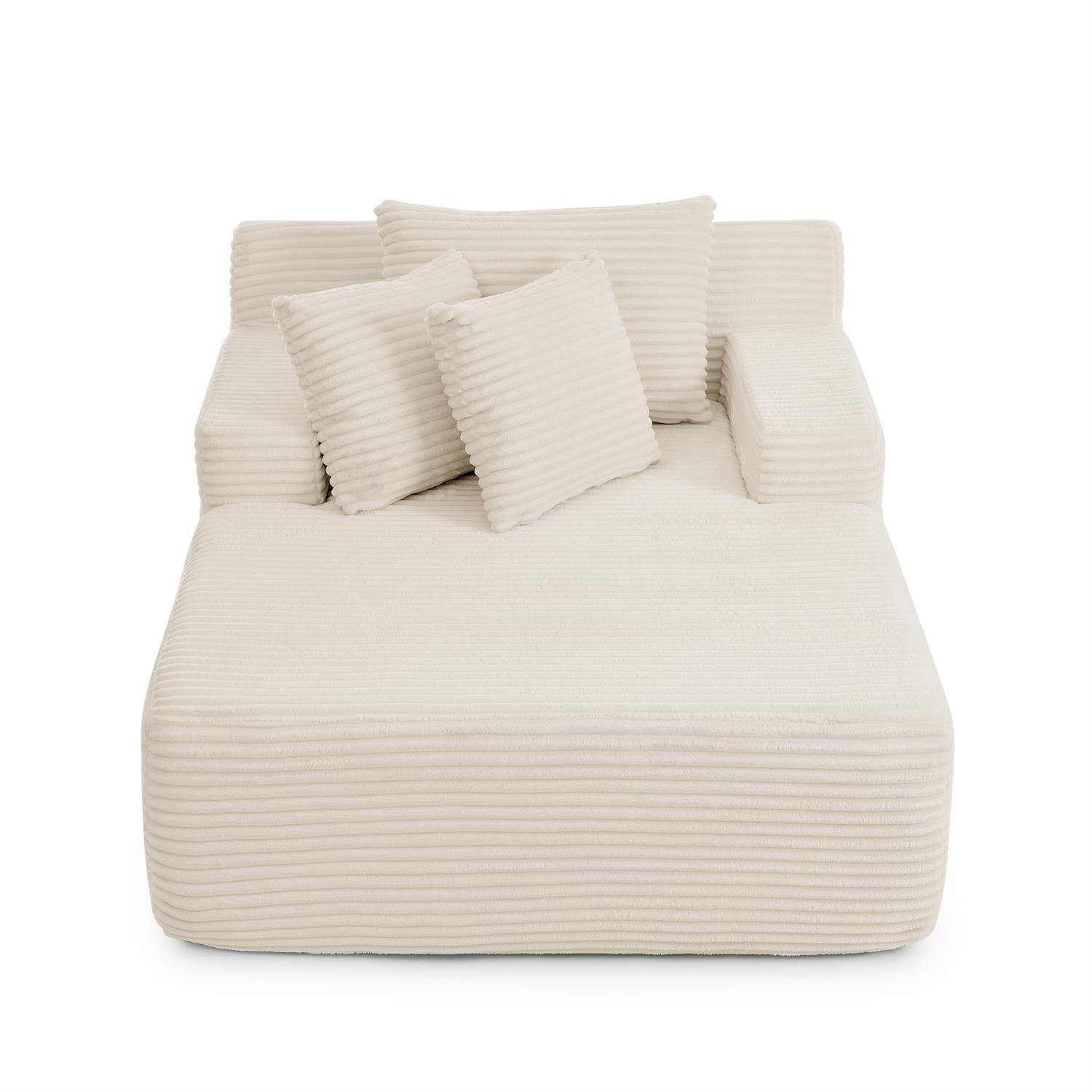 Demi Bonn 64" Velvet Fabric Single Lazy Sofa, Modern Fluffy Couch Lounge Chair for Indoor Living Room, Bedroom, No Assembly Needed, White