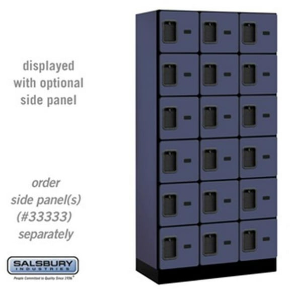 Salsbury  12 in. x 6 ft. x 18 in. 3 Wide Six Tier Box Style Designer Wood Locker - Blue