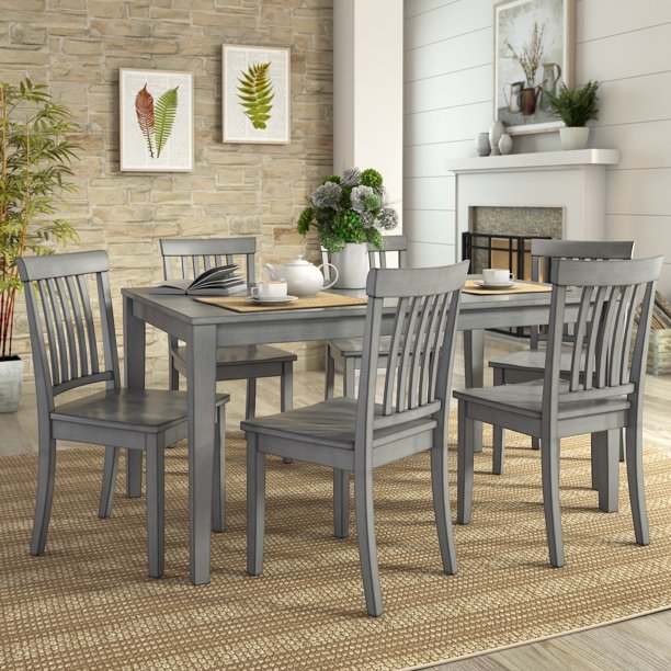 Lexington Large Wood Dining Set with 6 Mission Back Chairs, Antique ...