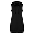 thumbnail image 4 of Turilly Women's Mid-Length Hooded Sleeveless Waistcoat Full Zip Casual Vest with Pockets Longline Outerwear Jacket for Fall Daily Outings, 4 of 6