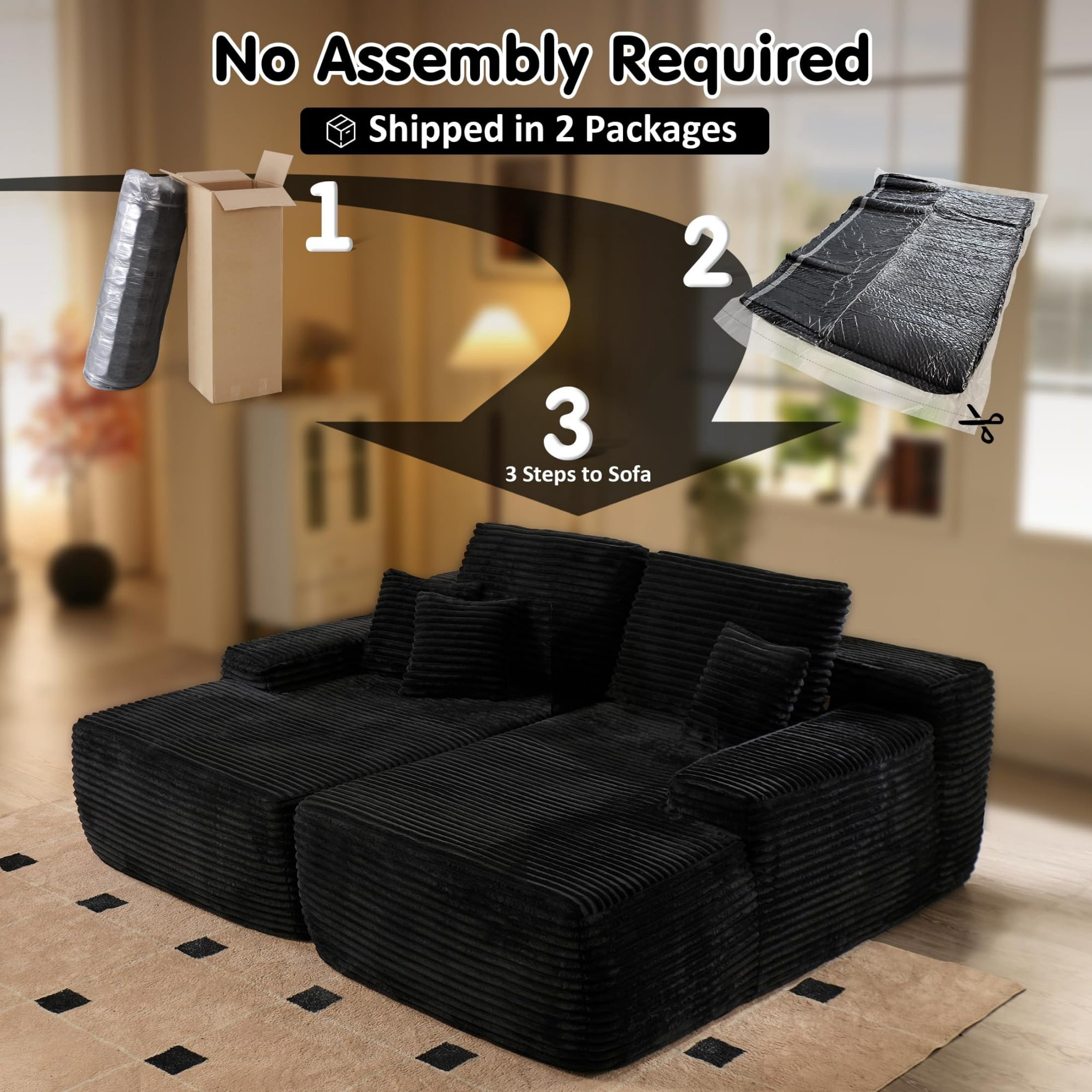 Gewnee Cloud Modular Sofa Chair,Deep Seat Convertible Floor Sofa Bed,Small Corduroy Couch with Spring & Foam for Living Room,Dorm or Cozy Corners