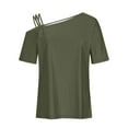 thumbnail image 4 of Ayolanni Womens Blouses Casual Cutout Green Short Sleeve Solid T-Shirts Teens Shirts for Girls L, 4 of 7