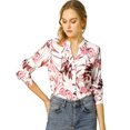 thumbnail image 1 of INSPIRE CHIC Blusa con botones de manga larga con cuello en V y blusas sueltas florales de gasa para mujer Blanco XS, 1 of 6