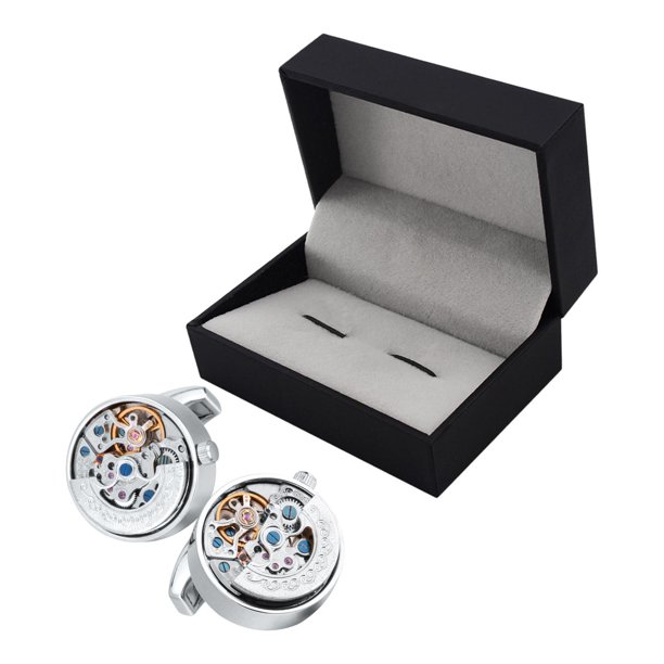 Gemelos de camisa de 2 piezas Gemelos con forma de movimiento de reloj mecánico automático Movimiento de acero de acero.