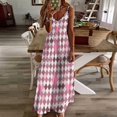 thumbnail image 3 of Diamond Grid Pattern Sleeveless Dress Dresses Summer Elegant Dresses for Women Long Dress, 3 of 5