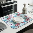 thumbnail image 3 of 2pcs Palm Leaves Hawaiian Kitchen Mat Super Absorbent Microfiber Drying Pad Heat Resistant Colorful Floral Print for Countertop, 3 of 6