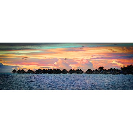 Canvas Print Bora Bora Sunset Ocean Vacation South Pacific Stretched Canvas 10 x (Best Time To Vacation In Bora Bora)