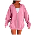 thumbnail image 2 of Clearance! Delayuji Sweatshirts for Women 2025 Fall Zipper Long Sleeve Hoodie Hooded Sweatshirt Top Outdoor Sweatshirt Shirt Womens Plus Size Sweatshirts Pink Xxl, 2 of 4