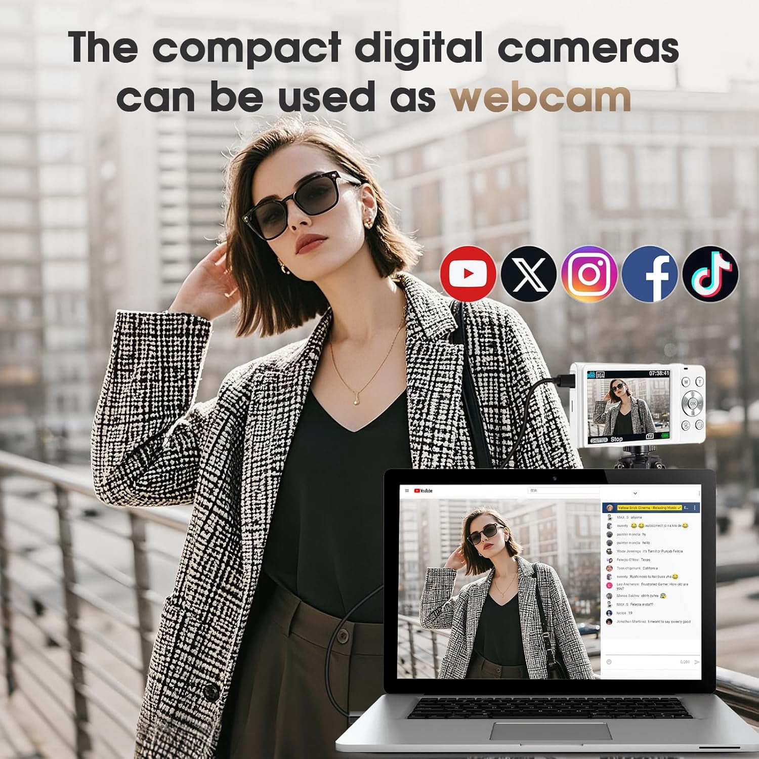 BREWENE Digital Camera 4K Autofocus Vlogging Camera for YouTube with 32GB Card,48MP UHD 16X Digital Zoom Point and Shoot Camera for Photography