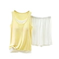 thumbnail image 4 of Kaemgyyd Pajamas Set for Women Color Block Lounge Sets Crew Neck Tank Top with Shorts Soft Comfy Sleepwear（Yellow,X-Large）, 4 of 6