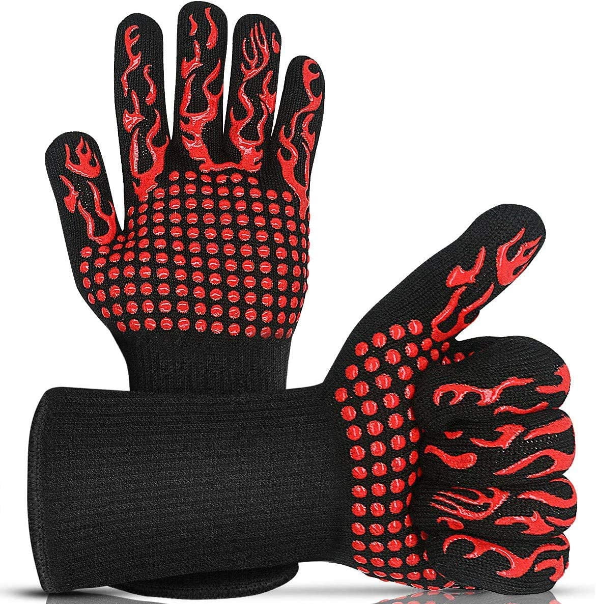Oven Mitts,Heat Resistant BBQ Gloves,Silicone Non-Slip Grill Gloves ...
