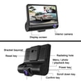thumbnail image 4 of Rear View Camera Full Hd 1080P Car Dvr Driving Recorder with 3 Lenses and 170 Degree Rearview Parking Monitoring Camera with Automatic Video Motion Detection Rear Camera for Car, 4 of 7