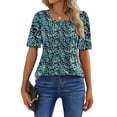 thumbnail image 4 of Fantaslook Blouses for Women Pleated Short Sleeve Tunic Tops Dressy Casual Summer Shirts, 4 of 9