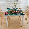 thumbnail image 3 of COMIO Pineapples Decorative Square Tablecloth with Elastic Edge White, 3 of 7