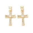 thumbnail image 2 of Eco-Friendly Rack Plating Brass Micro Pave Cubic Zirconia Pendants Long-Lasting Plated Lead Free & Cadmium Free Religion Cross Charm Real 18K Gold Plated 21x12.5x3.5mm Hole: 5x3.5mm, 2 of 3