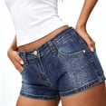 thumbnail image 5 of 2026 New Low Rise Shorts for Women High Stretchy Micro Shorts Y2K Summer Denim Shorts(Dark Blue,27), 5 of 5
